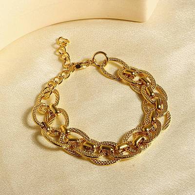 304 Stainless Steel Cable Chain Bracelets for Women BJEW-D349-01G-1