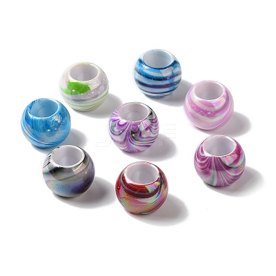Spray Painted Opaque Acrylic European Beads OACR-G015-01-1