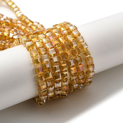 Electroplate Glass Beads Strands EGLA-D018-8x8mm-77-1