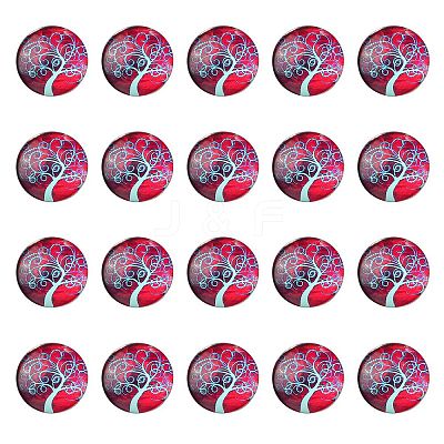 Half Round/Dome Tree Pattern Glass Flatback Cabochons for DIY Projects GGLA-YW0001-14E-1