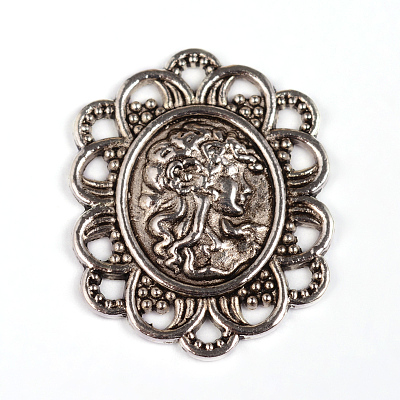 Tibetan Style Alloy Flower Cabochons PALLOY-ZN48548-AS-RS-1