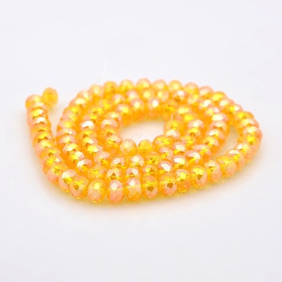 AB Color Plated Faceted Rondelle Electroplate Glass Beads Strands GLAA-A024D-AB11-1