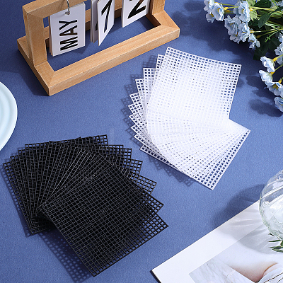 20Pcs 2 Colors Square Plastic Mesh Canvas Sheets DIY-GF0009-67-1