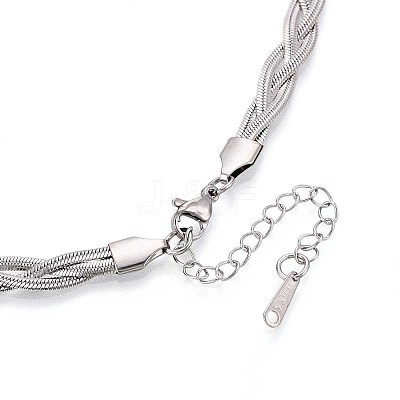 6.5MM 304 Stainless Steel Braided Herringbone Chain Necklaces NJEW-N058-17P-1