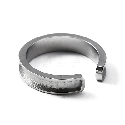 304 Stainless Steel Grooved Cuff Ring Settings RJEW-WH0009-01D-1