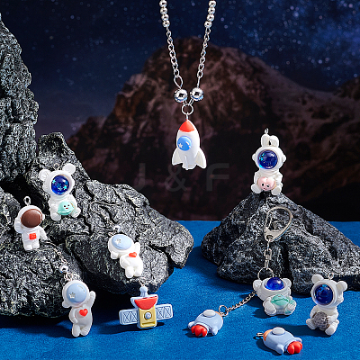 20Pcs 10 Styles Space Theme Opaque Resin Pendants FIND-PH0006-16-1