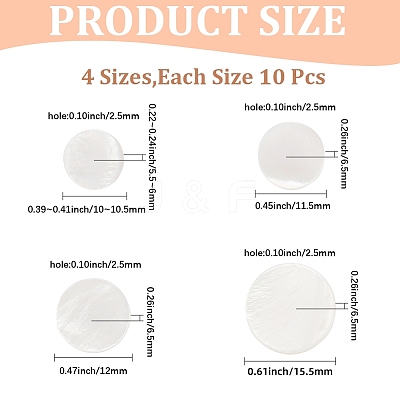 40Pcs 4 Styles 1-Hole Natural Shell Shank Buttons BUTT-CY0001-38-1