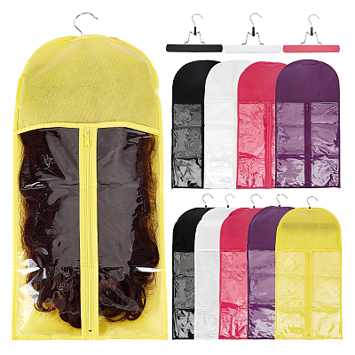 10 Sets 5 Colors Arch Shaped Cloth Hair Wig Storage Zipper Bags ABAG-OC0001-07-1