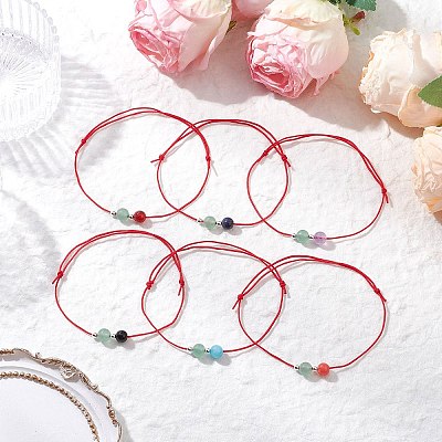 6Pcs Natural Gemstone Beads Bracelets for Men Women BJEW-JB11752-1