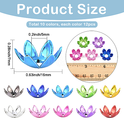 120Pcs 10 Colors Acrylic Bead Caps OACR-SP0001-94-1