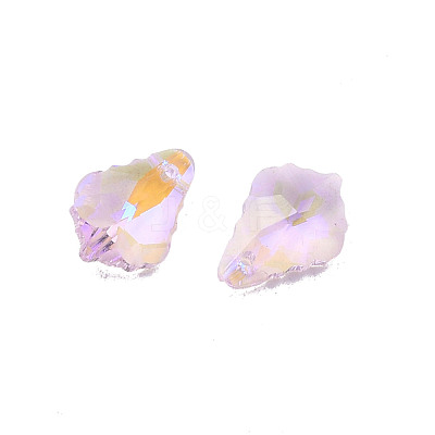 Pointed Back Electroplate Faceted Glass Pendants EGLA-N006-050A-1