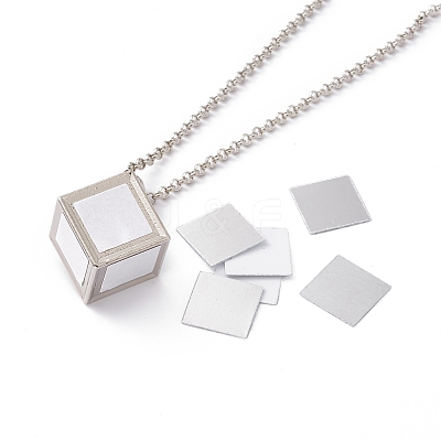 Sublimation Blank Aluminum Pendant Necklace NJEW-E020-04P-1