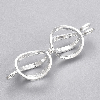 Rack Plating Brass Cage Pendants KK-S751-064S-1