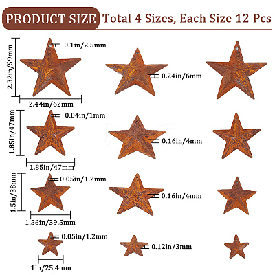 48Pcs 4 Styles Iron Pendants IFIN-GF0001-40-1
