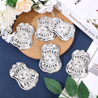 6Pcs Super Police Badge Iron Lapel Pins for Backpack Clothes JEWB-HY0001-54-1