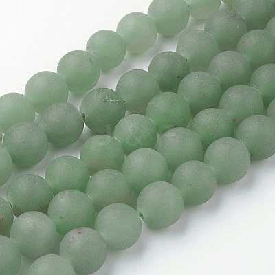 Frosted Round Natural Green Aventurine Bead Strands X-G-J338-05-8mm-1