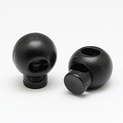 1-Hole Dyed Iron Spring Loaded Eco-Friendly Plastic Round Buckle Cord Toggle Lock Beans Stoppers for Sportwear Luggage Backpack Straps FIND-E004-60B-19mm-1