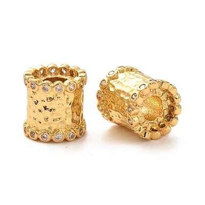 Brass Micro Pave Clear Cubic Zirconia European Beads ZIRC-P086-38G-1