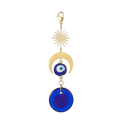 Handmade Evil Eye Lampwork Pendant Decorations HJEW-JM00912-02-1