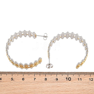 304 Stainless Steel Round Stud Earrings for Women SA-CBA45D5-35GP-1