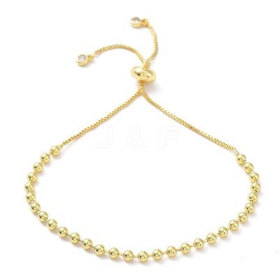 Long-Lasting Plated Brass Round Bead Slider Beacelets for Women Men BJEW-E089-01G-02-1
