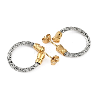 Ion Plating(IP) 304 Stainless Steel Twist Stud Earrings for Women EJEW-M023-06B-1