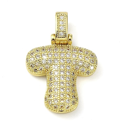 Brass Micro Pave Clear Cubic Zirconia Pendants KK-M279-01G-T-1