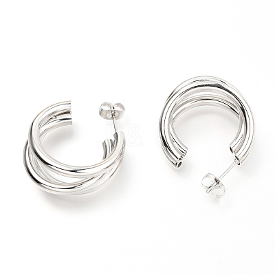 Tarnish Resistant 304 Stainless Steel Half Hoop Earrings EJEW-C501-18P-1