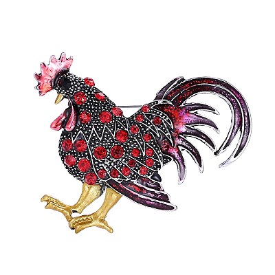 Rhinestone Rooster Brooch Pin ZODI-PW0001-123A-1