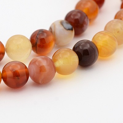 Natural Red Agate Dyed Round Bead Strands G-P070-20-8mm-1