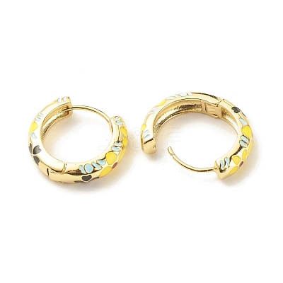 Flower Enamel Hoop Earrings EJEW-G290-03G-B-1