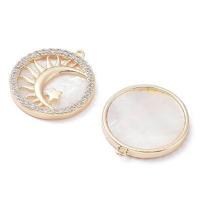 Rack Plating Brass Shell Pendants KK-A183-61G-1