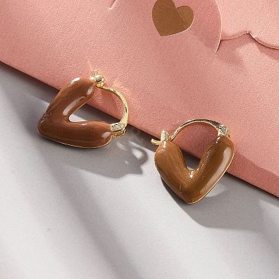 Brass Heart Hoop Earrings EJEW-R013-03G-1