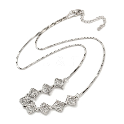 Brass Micro Pave Clear Cubic Zirconia Fruit Bib Necklaces NJEW-F342-01A-P-1