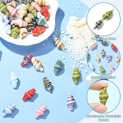 40Pcs 10 Colors Handmade Porcelain Beads PORC-CJ0001-42-1