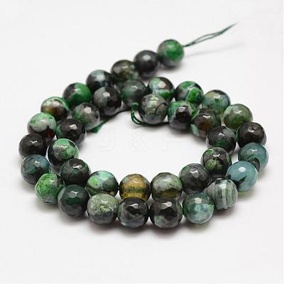Faceted Natural Fire Crackle Agate Beads Strands G-F447-10mm-A18-1