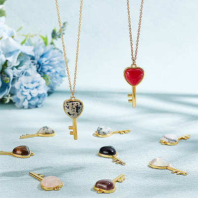 10Pcs 10 Styles Natural & Synthetic Mixed Gemstone Pendants G-OC0004-06-1