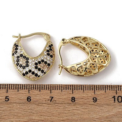 Brass Micro Pave Cubic Zirconia V-Shaped Hoop Earrings EJEW-H165-06G-1