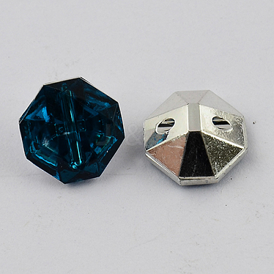 2-Hole Taiwan Acrylic Rhinestone Octagon Buttons X-BUTT-F016-11.5mm-17-1