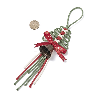 Christmas Tree Cotton String Threads Pendant Decorations HJEW-TA00403-01-1