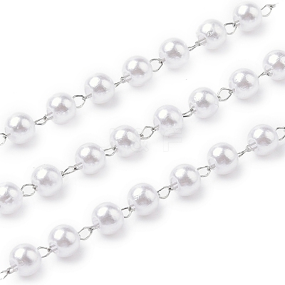 ABS Imitation Pearl Round Beaded Chains CHS-A015-06P-1