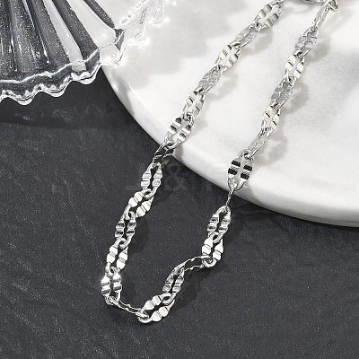 304 Stainless Steel Dapped Chains Bracelets for Women BJEW-D466-08B-P-1