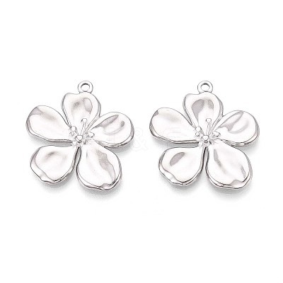 304 Stainless Steel Flower Pendants STAS-T067-30P-1