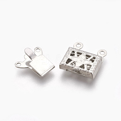Tarnish Resistant 201 Stainless Steel Multi-Strand Box Clasps STAS-E441-02P-1