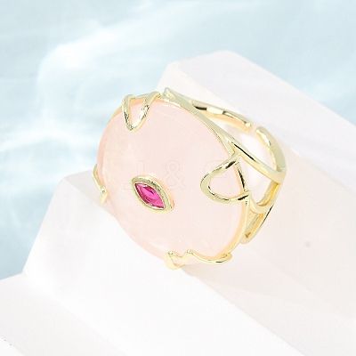 Natural Rose Quartz Cuff Rings GG-CBA5FCC-02G-09-1