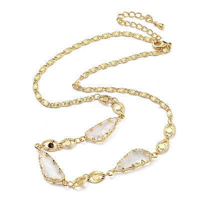 Faceted Teardrop Glass Beads Bib Necklaces NJEW-R263-13G-1