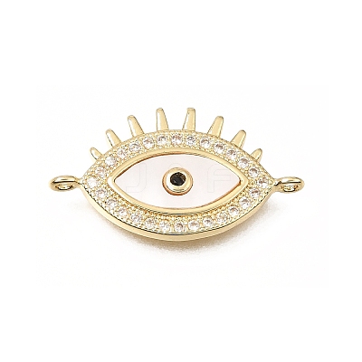Brass Micro Pave Clear Cubic Zirconia Connector Charms CU-CBAF50C-17G-1