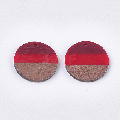 Tri-color Resin & Walnut Wood Pendants RESI-S358-78C-1