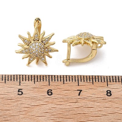 Sun Shape Clear Cubic Zirconia Hoop Earring X-EJEW-C002-10G-RS-1