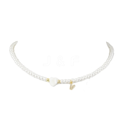Brass Micro Pave Grade AAA Cubic Zirconia Letter Pendant Necklaces NJEW-JN04771-22-1
